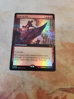 City On Fire Extended Art Foil March Of The Machines MTG NM - Image 1