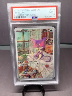 Pokemon TCG Purrloin 136/086 Sv: White Flare Illustration Rare Holo PSA 9 Mint - Image 1