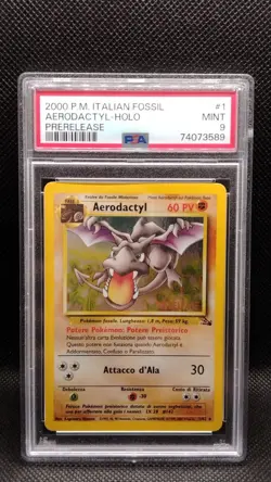 Carta Pokemon • Aerodactyl PRERELEASE Holo • Set Fossil 1/62 • PSA 9 ITA 🇮🇹 - Image 1