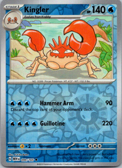 🔥Pokemon - Kingler - Reverse Holo - Uncommon - 099/165 - S & V: 151 - (NM)🔥 - Image 1