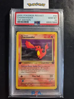 First Edition 2000 Pokemon Rocket 50/82 Charmander PSA GEM MT 10 - Image 1