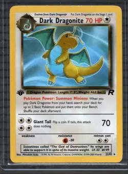 Pokemon Dark Dragonite 1st Edition Non-Holo WOTC 2000 Team Rocket 22/82 - MP - Image 1