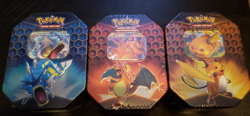 3 Tin Set Charizard, Raichu, Gyarados GX Hidden Fates Sealed Pokemon TCG - Image 1