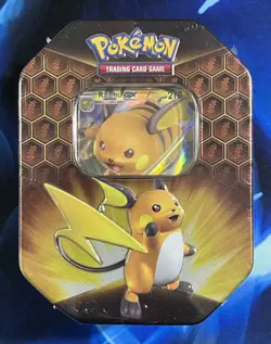 Pokemon TCG Hidden Fates Raichu-GX Tin Box Sealed Booster Promo English 2019 - Image 1