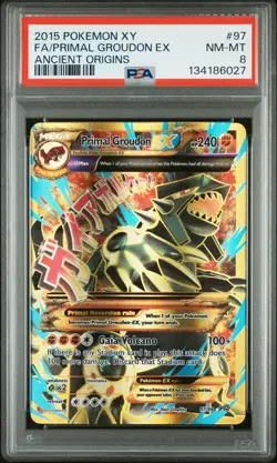 2015 POKEMON XY ANCIENT ORIGINS #97 FULL ART/PRIMAL GROUDON EX PSA 8 - Image 1