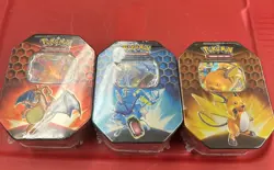 Set of 3 Pokemon TCG Hidden Fates Tins - Charizard, Gyarados, Raichu - SEALED - Image 1
