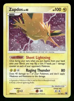 Pokemon Zapdos Holo Rare Majestic Dawn 14/100 LP Holo - Image 1