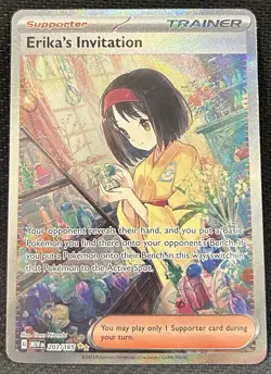 Pokemon TCG Scarlet & Violet Trainer Supporter Erika's Invitation 203/165 LP+ - Image 1