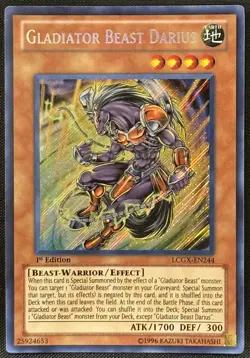 Yugioh Gladiator Beast Darius 1st Edition Secret Rare LCGX-EN244 NM - Image 1