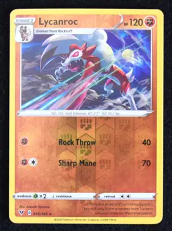 Pokemon TCG Lycanroc 095/185 2020 Vivid Voltage Reverse Holo Rare Card - LP - Image 1
