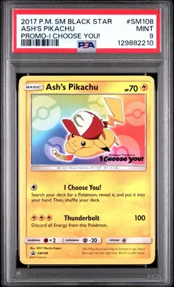 2017 POKEMON SM BLACK STAR PROMO I CHOOSE YOU ASH'S PIKACHU #SM108 PSA 9 - Image 1