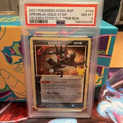 2021 POKEMON SWSH BLACK STAR PROMO #144 GRENINJA-GOLD STAR PSA 8 - Image 1