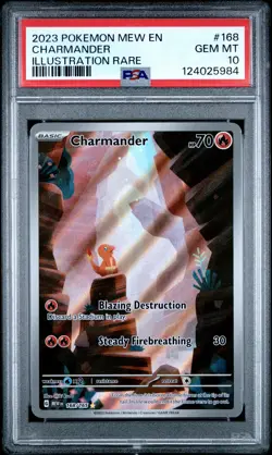 2023 POKEMON MEW EN-151 ILLUSTRATION RARE #168 CHARMANDER PSA 10 - Image 1