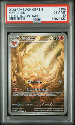 2023 Pokemon Obsidian Flames Ninetales 199/197 PSA 10 Gem Mint Illustration Rare - Image 1