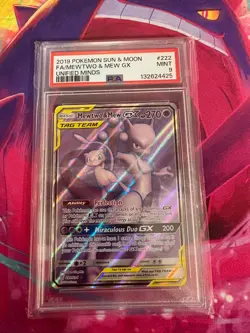 Mewtwo & Mew Gx 222/236 Unified Minds English PSA Graded 9 Pokemon TCG - Image 1