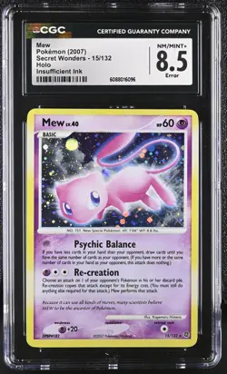 CGC 8.5 Holo Bleed Mew 2007 Secret Wonders 15/132 Holo Pokemon Card - Image 1