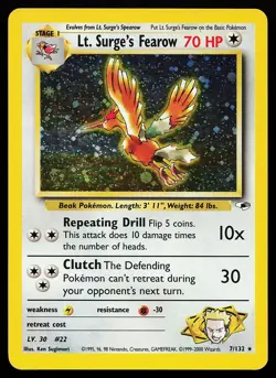 Lt. Surge's Fearow 7/132 Holo Rare Gym Heroes Pokemon Card - Image 1
