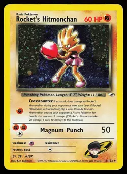 Rocket's Hitmonchan 11/132 Holo Rare Gym Heroes Pokemon Card - Image 1