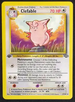 Clefable 17/64 1st Edition Jungle Pokemon Card - Image 1