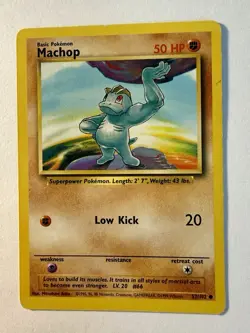 Pokemon TCG Machop Base Set 52/102 Regular Unlimited Common LP/MP - Image 1