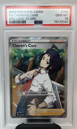 Pokemon Cheren's Care 168/172 Brilliant Stars Full Art Holo PSA GEM MINT 10 - Image 1