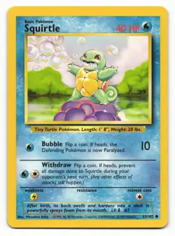 Squirtle 63/102 Common Base Set Pokemon LP - Image 1