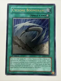 Yugioh Cyclone Boomerang SOI-EN042 Ultimate Rare 1st Ed - Image 1