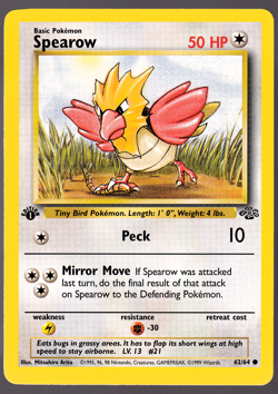 Spearow 62/64 1st Edition Jungle Pokemon Card 1999 NM - Image 1