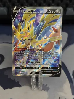 Zacian V 195/202 Swsh01 Sword & Shield Base Set Ultra Rare Holo Pokemon Card NM - Image 1