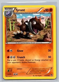 Tyrunt 61/111 Furious Fists Fighting Restored Uncommon Pokemon TCG Collectible - Image 1
