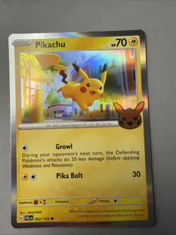Pokemon TCG * SV Paldea Evolved * 62/193 Pikachu Mirage Holo STAMP TRICK TRADE - Image 1
