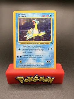 Pokemon TCG Lapras Fossil Holo Rare Card 1999 10/62 ErrorU MP - Image 1
