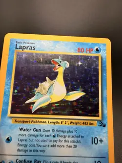 Pokemon TCG Lapras Fossil Holo Rare Card 1999 10/62 ErrorU MP - Image 2