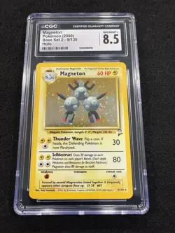Pokemon Magneton Holo 9/130 from Base Set 2 in a CGC 8.5 !! - Image 1