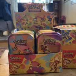 10x Official Empty Mini Pokemon 151 Tins in Display - Pokemon TCG - Image 1