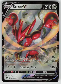 SCIZOR V 118/189 HOLO RARE V DARKNESS ABLAZE POKEMON NM/M - Image 1