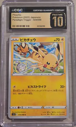 Pikachu 024/098 CGC Pristine 10 2022 Japanese Paradigm Trigger Pokemon - Image 1