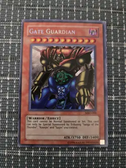 Old School 1996 YuGiOh Secret Rare Holofoil Card Gate Guardian MRD-000 - Image 2