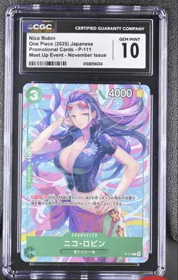One Piece TCG Nico Robin Promo 111 Asia Tin CGC 10 Japanese - Image 1