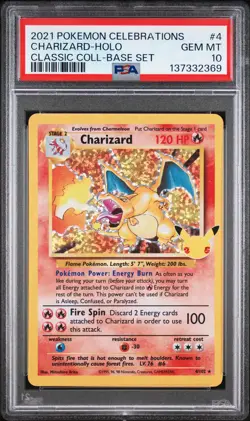 2021 POKEMON CELEBRATIONS CLASSIC COLL #4 CHARIZARD-HOLO PSA 10 - Image 1