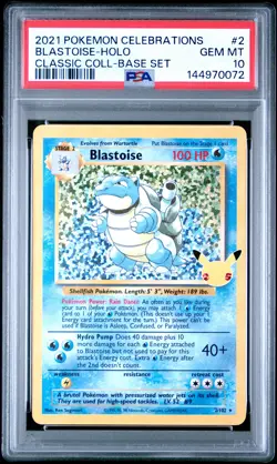 2021 POKEMON CELEBRATIONS CLASSIC COLL #2 BLASTOISE-HOLO PSA 10 - Image 1