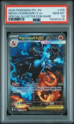 2025 POKEMON PFL EN-PHANTASMAL FLAMES #125 MEGA CHARIZARD X EX PSA 10 - Image 1