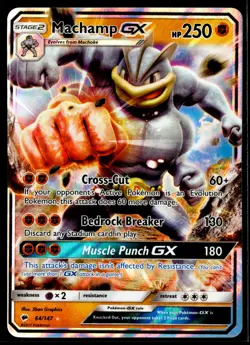 2017 TCG Pokemon #64 Machamp gx 64/147 Holo Ultra Rare Burning Shadows - Image 1