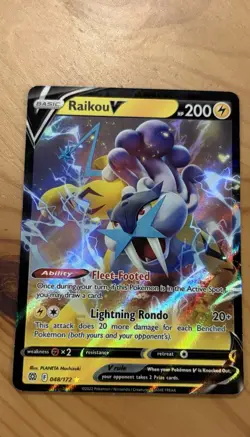 Pokemon TCG Raikou V 048/172 Ultra Rare SWSH09 Brilliant Stars Holo - Image 1