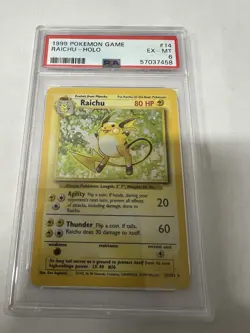 1999 Pokemon Game Raichu Holo #14 PSA 6 - Image 1