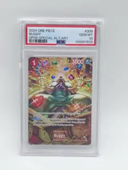 Namco 2024 One Piece Buggy OP03-008 Wings Captain Alt Art Foil PSA 10 - Image 1