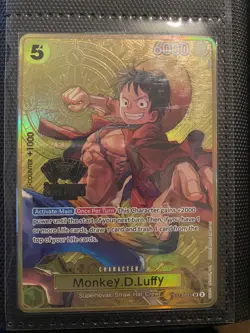 Monkey D. Luffy RARE 2ND ANNIVERSARY GOLD FOIL PROMO ALT ART ONE PIECE TCG NM - Image 1