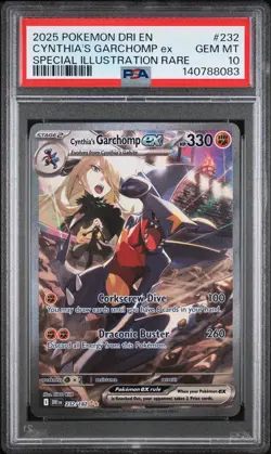 2025 POKEMON DRI EN-DESTINED RIVALS #232 CYNTHIA'S GARCHOMP ex PSA 10 - Image 1