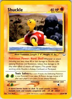 Pokemon | Neo Revelation | Shuckle | 51/64 | Unlimited | NM - Image 1