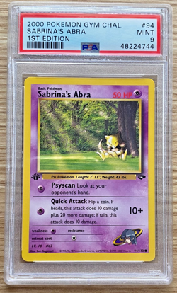 POKEMON CARDS SABRINA'S ABRA #94 94/132 GYM CHALLENGE 1ST EDITION PSA 9 MINT - Image 1